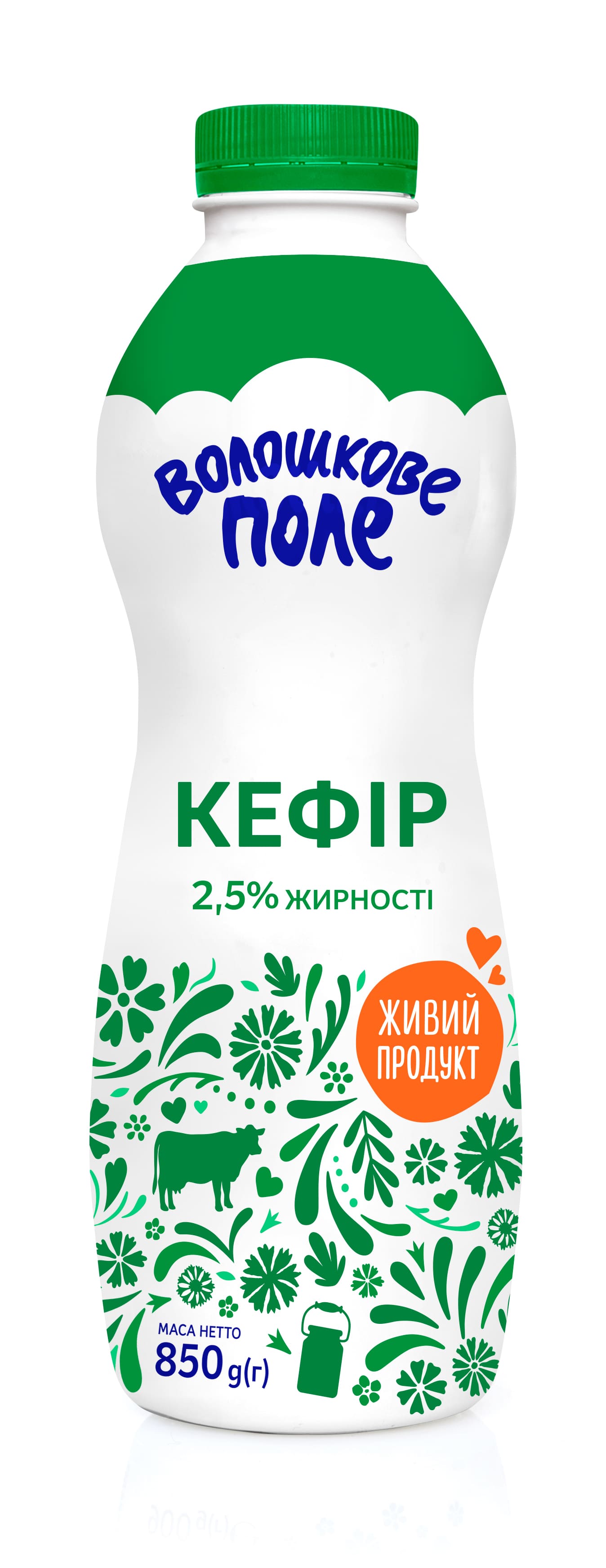 Кефір ВОЛОШКОВЕ ПОЛЕ 2,5%, 850г, ПЕТ пляшка